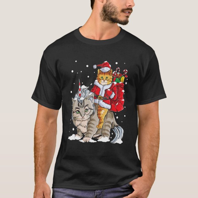 Camiseta Cat Christmas Santa Caticorn Meowy Xmas (Anverso)