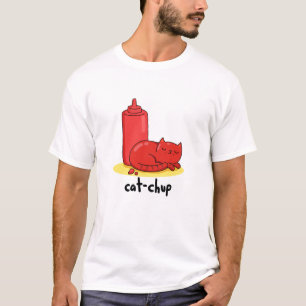 Camiseta Cat-chup Graciosa Red Ketchup Cat Pun
