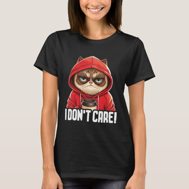 Camiseta Cat Coffee I Cat I Don t Care (Anverso)