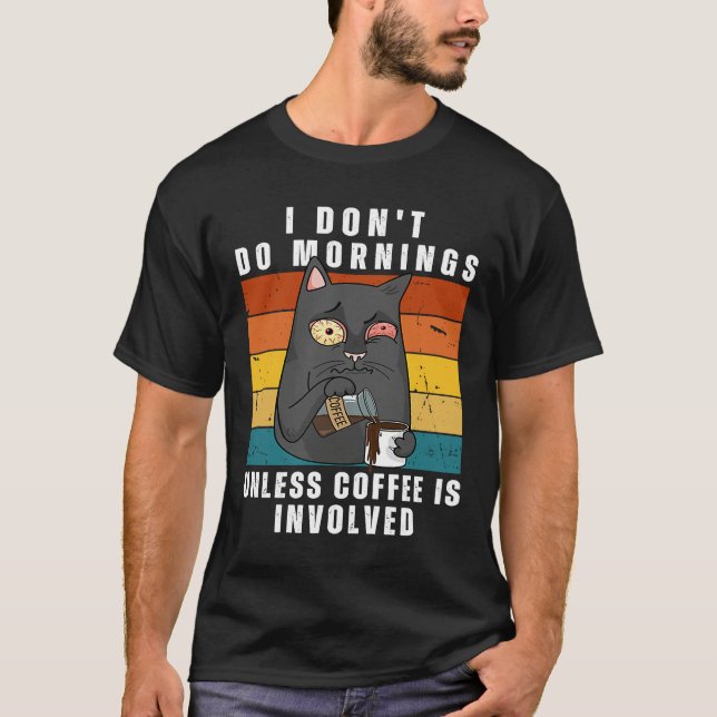 Camiseta Cat & Coffee Morning Mood for work and office (Anverso)