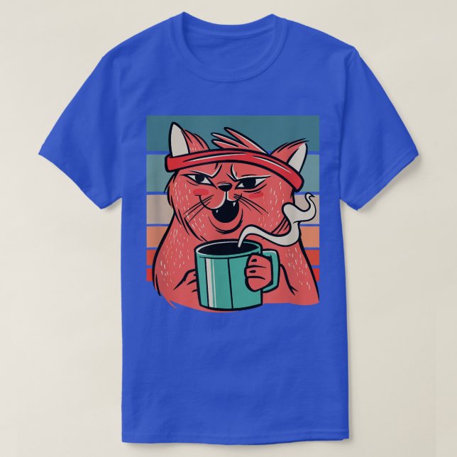 Camiseta Cat Coffee Retro  (Diseño del anverso)
