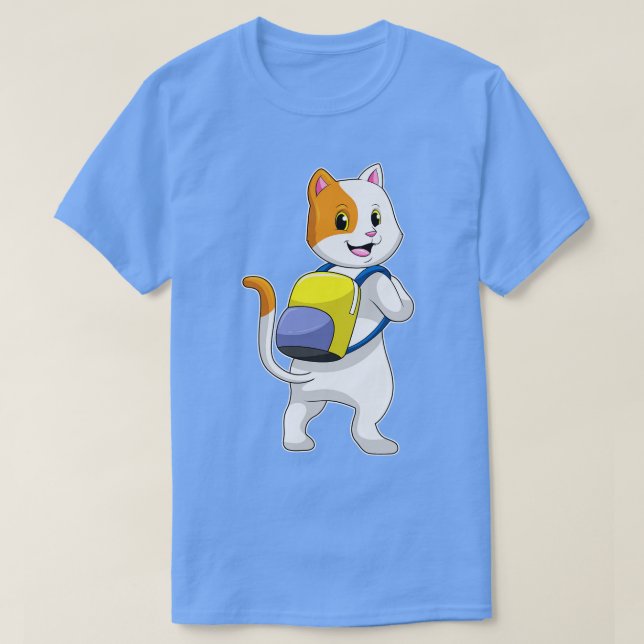 Camiseta Cat como excursionista con mochila (Diseño del anverso)