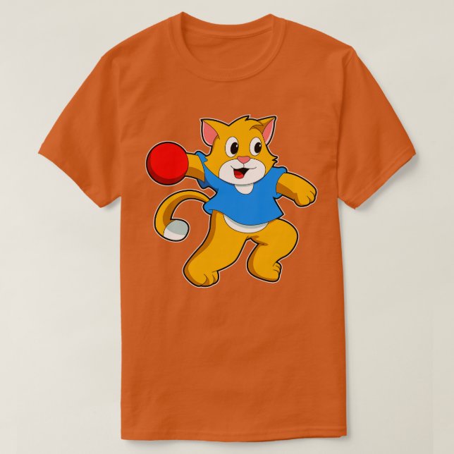 Camiseta Cat como jugador de balonmano con balonmano 2 (Diseño del anverso)