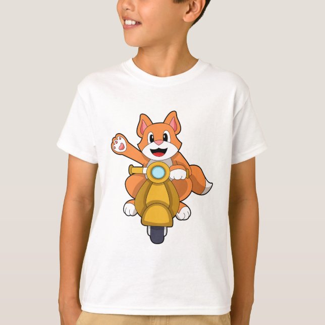 Camiseta Cat como motociclista con Scooter.PNG (Anverso)