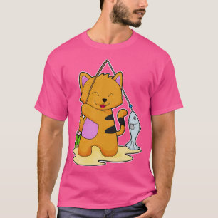 Camiseta Cat Como Pescador Con Pescado De Rod Pescado