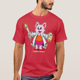 Camiseta Cat como pintador con pincel