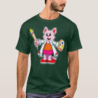 Camiseta Cat como pintador con pincel