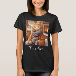 Camiseta Cat con café Purr-fect