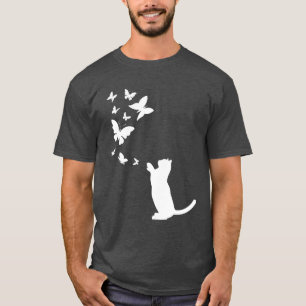 Camiseta Cat Con Mariposas Cat Lover Cat Dueño De Gatos Cue