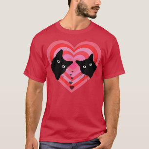 Camiseta Cat Couple Retro Vintage  Funny Black Cat Valentin