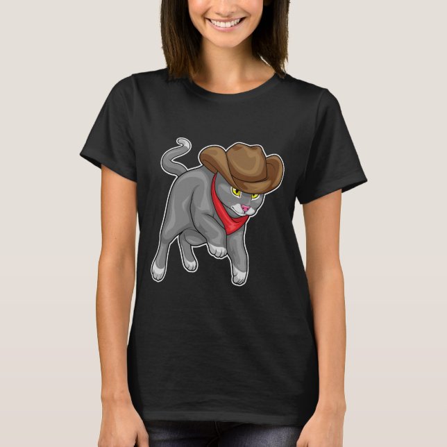 Camiseta Cat Cowboy Cowboy gorra (Anverso)
