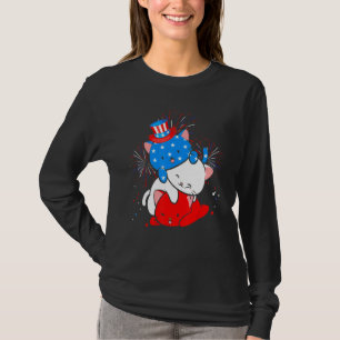 Camiseta Cat Cute Flag Spirit Cat Bandera Estadounidense 4 