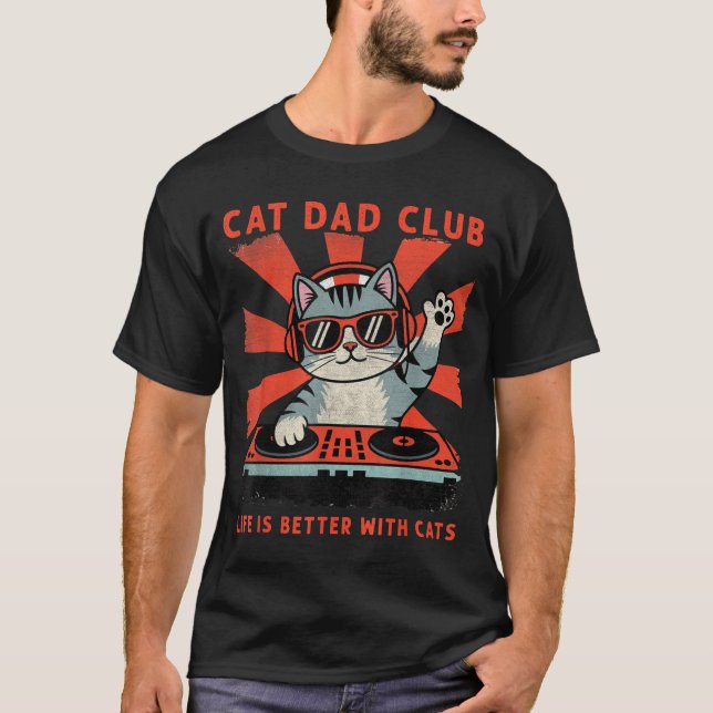 Camiseta Cat Dad Club, Life Is Better With Cats, Cat Dad Fu (Anverso)