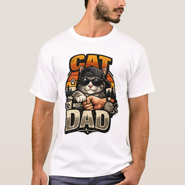 Camiseta Cat Dad – Cool Cat Father Graphic Design (Anverso)
