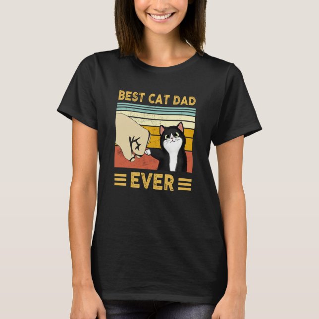 Camiseta Cat Dad Father's Day 2023 Cat Daddy Retro Best Cat (Anverso)