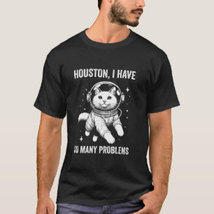 Camiseta Cat Dad Mom Space Houston Problema con las raqueta