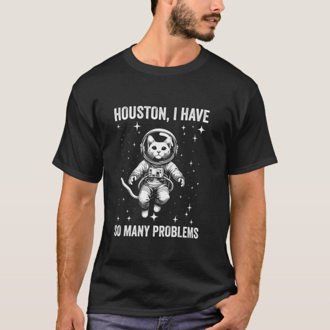Camiseta Cat Dad Mom Space Houston Problema Ocicat (Anverso)