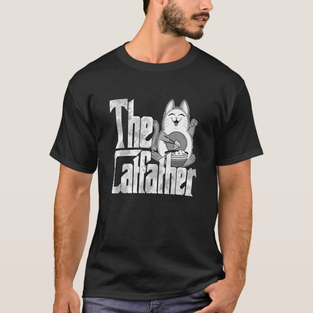 Camiseta Cat Dad The Catfather Crazy Food Cat Father Kitty  (Anverso)