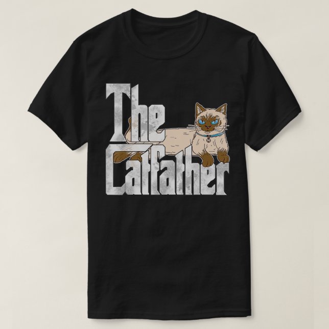 Camiseta Cat Dad The Catfather Crazy Siamese Cat Father Kit (Diseño del anverso)