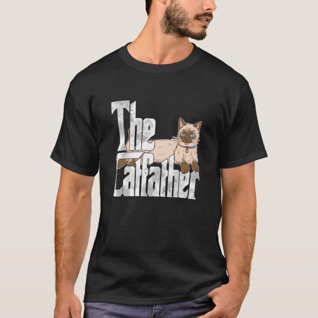 Camiseta Cat Dad The Catfather Crazy Siamese Cat Father Kit (Anverso)