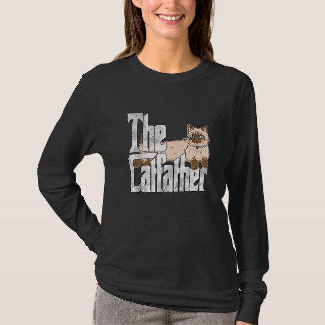 Camiseta Cat Dad The Catfather Crazy Siamese Cat Father Kit (Anverso)