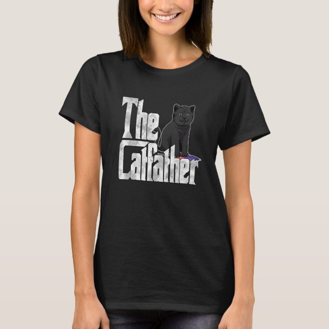 Camiseta Cat Dad The Catfather Cute Black Cat Father Kitty  (Anverso)