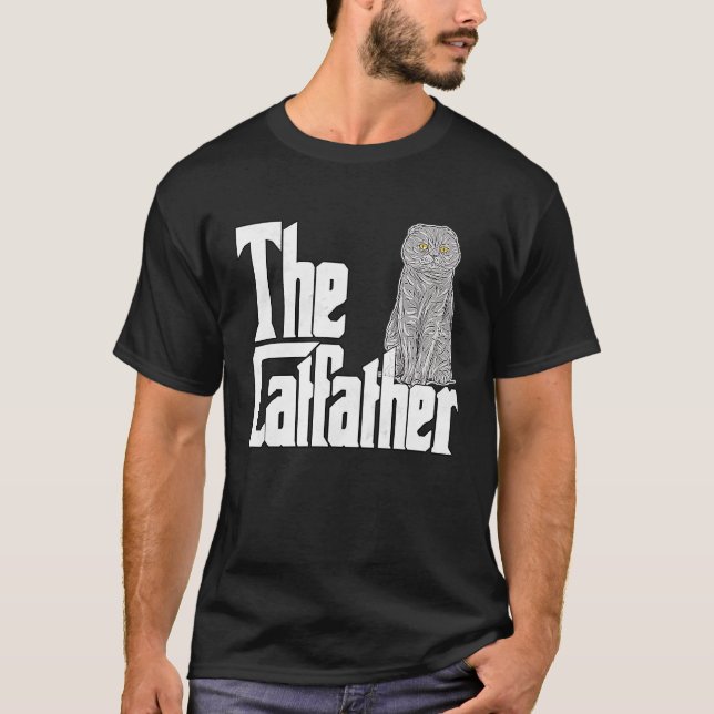 Camiseta Cat Dad The Catfather Scottish Fold Cat Father Kit (Anverso)