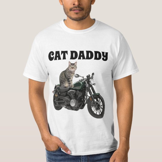 CAMISETA CAT DADDY DAD BIKER MENS T-SHIRS (Anverso)