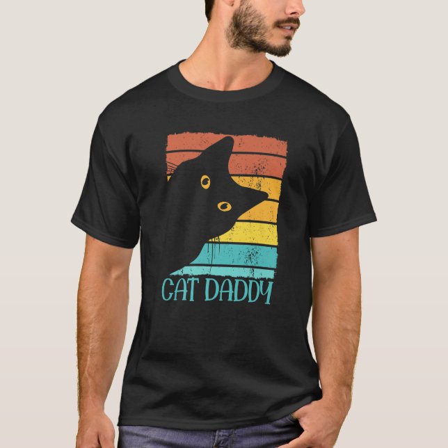 Camiseta Cat Daddy Estilo Retro De Gato 80, Gracioso Cat D (Anverso)