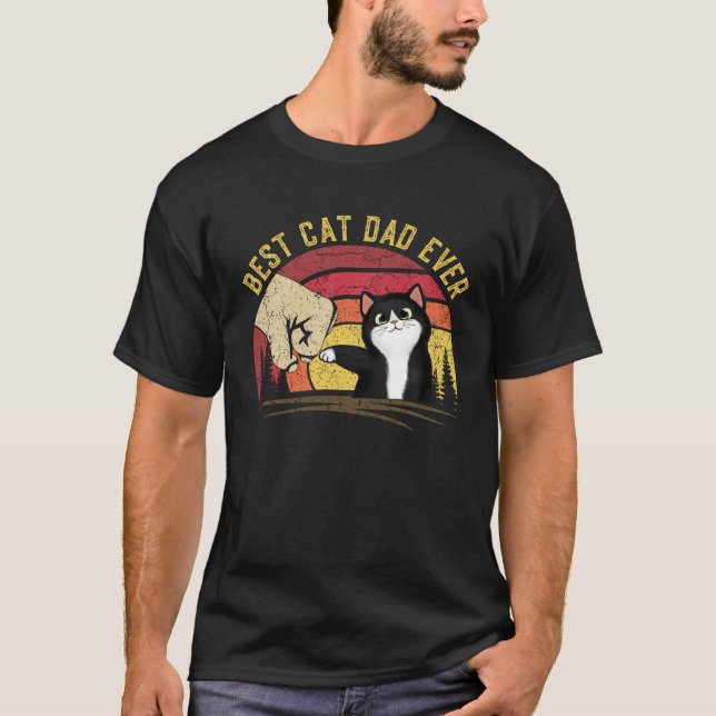 Camiseta Cat Daddy Father s Day Cat Dad Retro Best cat Dad  (Anverso)