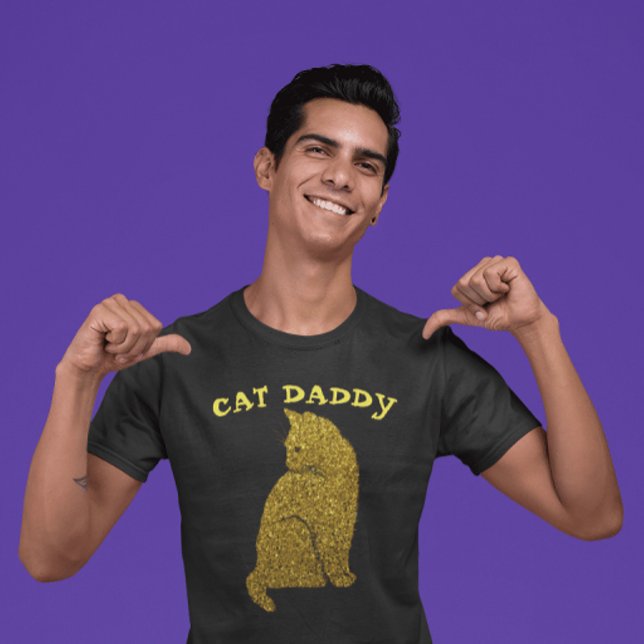 CAMISETA CAT DADDY FAUX GOLD PURPURINA T-SHIRTS NEGROS (Subido por el creador)