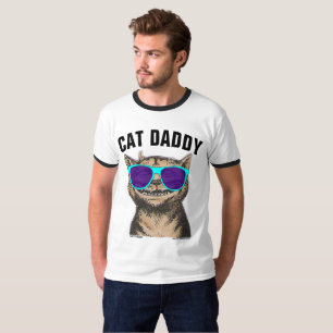 Camiseta CAT DADDY (Papá) postizas gatas graciosas, (Feliz