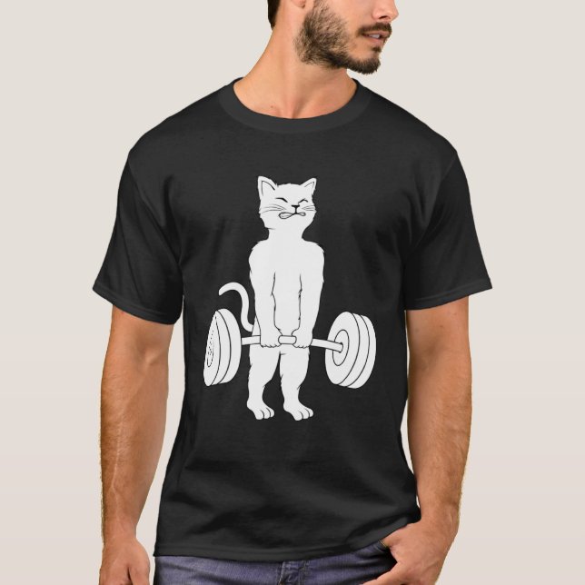 Camiseta Cat Deadlif Powerlifting Kitty Weightlifting Cat (Anverso)