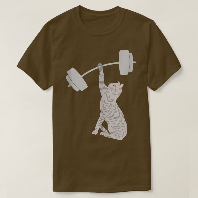 Camiseta Cat Deadlifting Funny Fitness Gym Lover Cat BarBel (Diseño del anverso)