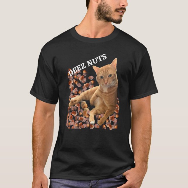 Camiseta Cat Deez Nuts Chiste Con Acorns (Anverso)