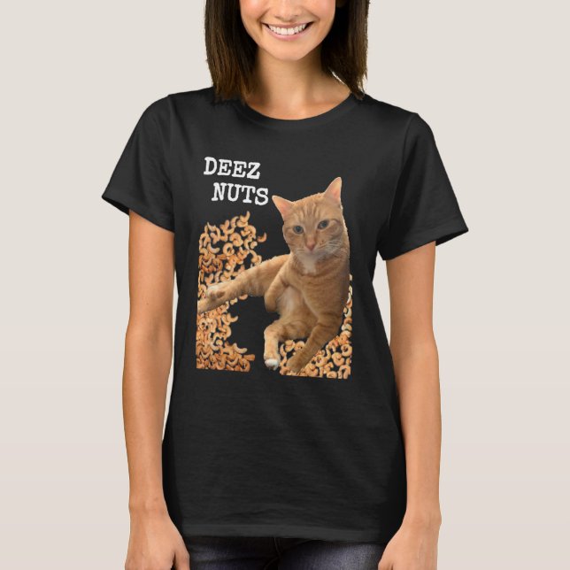 Camiseta Cat DEEZ NUTS joke with cashews (Anverso)