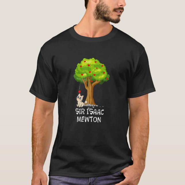 Camiseta Cat Descubre La Ley De Gravedad Isaac Mewton Physi (Anverso)
