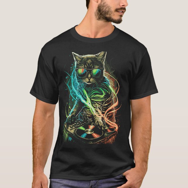 Camiseta Cat Dj Auriculares Kitten House Music Kitty (Anverso)