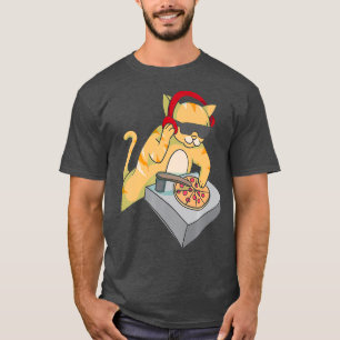 Camiseta Cat DJ Pizza Guay Kitty Disk Jockey Funny Music