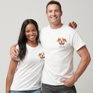 Camiseta Cat Dog Baby Kids Face Photo Pocket Funny T-Shirt