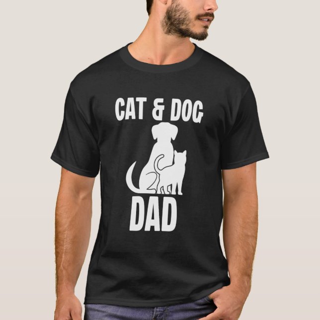 Camiseta Cat Dog Dad Owner Cute Father Daddy Pet Animal Pap (Anverso)