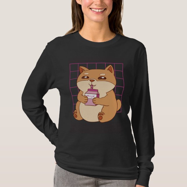 Camiseta Cat drinking Strawberry Milk (Anverso)