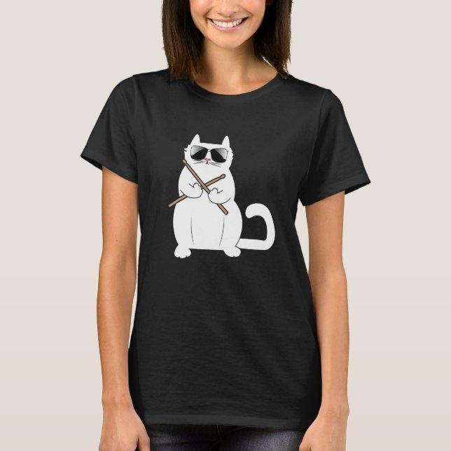 Camiseta Cat Drummer Music   Musician Instrumentalist Kitty (Anverso)