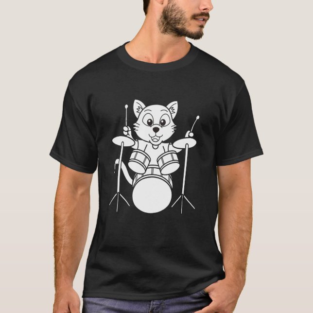 Camiseta Cat Drummer qoute cat Playing Drums cool Percussio (Anverso)