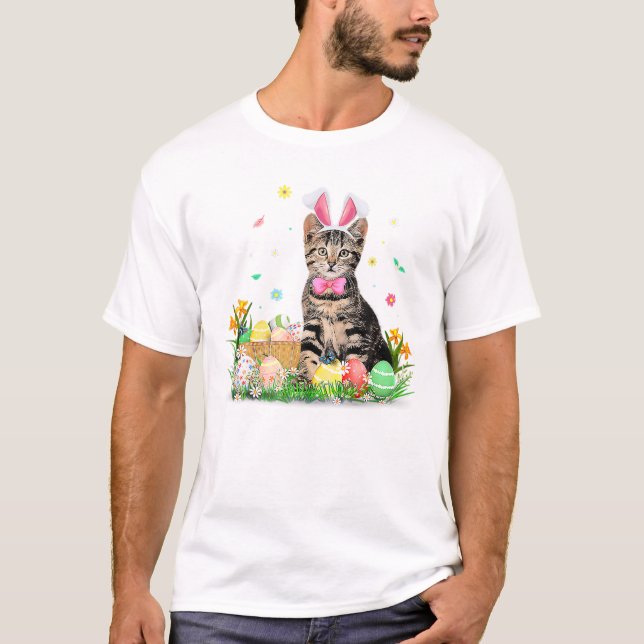 Camiseta Cat Easter Day Bunny Eggs (Anverso)
