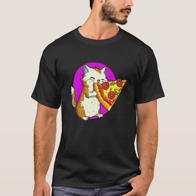 Camiseta Cat Eating Pizza Cat And Pizza  Design (Anverso)