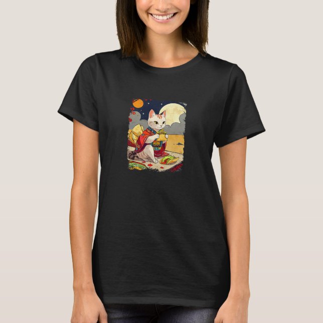 Camiseta Cat Eating Tacos Funny Taco Cat (Anverso)