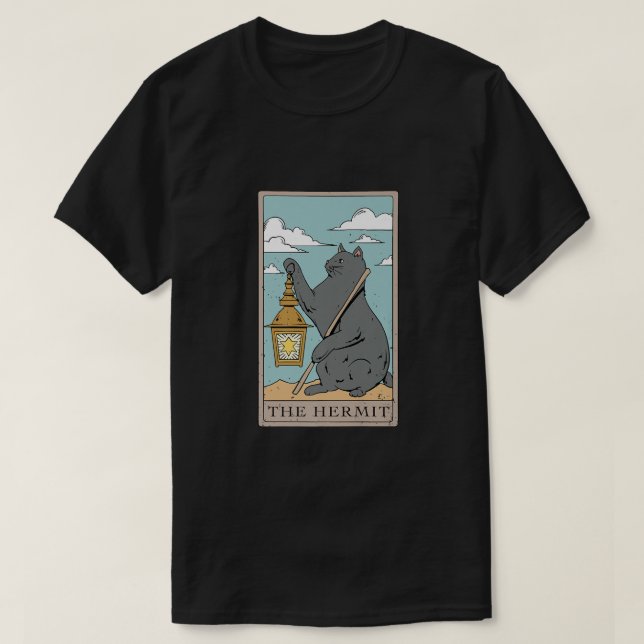 Camiseta Cat El diseño ermitaño de la tarjeta Tarot para un (Diseño del anverso)