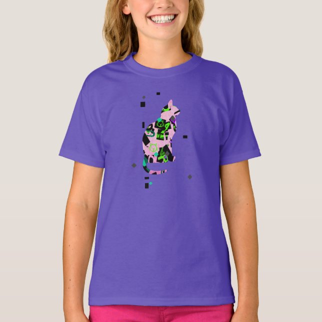 Camiseta Cat en pink (Anverso)