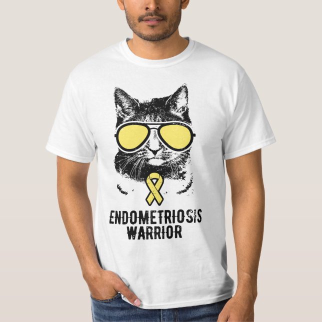 Camiseta Cat Endometriosis Warrior, Endometriosis Awareness (Anverso)